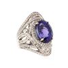 Image 2 : 18KT White Gold GIA Certified 14.33 ctw Tanzanite and Diamond Ring