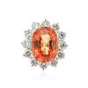 Image 1 : 18KT White Gold 13.48 ctw Orange Sapphire and Diamond Ring