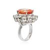 Image 3 : 18KT White Gold 13.48 ctw Orange Sapphire and Diamond Ring