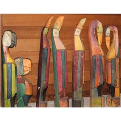 SET OF 7 HAND CARVED TOTEMS-LAND OF THE CONDOR