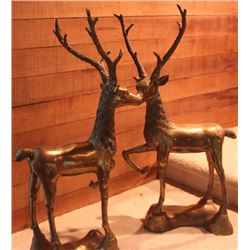 PAIR OF SOLID BRASS DEER
