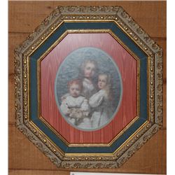 1920'S OIL ON BOARD "THE FAMILY" PAINTED BROCADE B