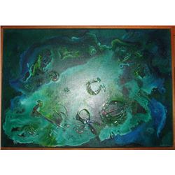 FRAMED OIL ON CANVAS "TREASURE ISLAND" BY LUBANE