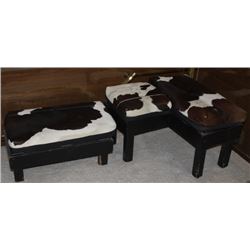 2 PIECE COW HIDE CUSHIONED BENCHES