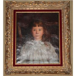 ENGLISH VICTORIAN OIL ON CANVAS OF "FRECKLED GIRL"