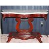 Image 1 : REPRODUCTION  MAHOGANY LYRE BASE HALL TABLE