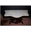 Image 2 : REPRODUCTION  MAHOGANY LYRE BASE HALL TABLE