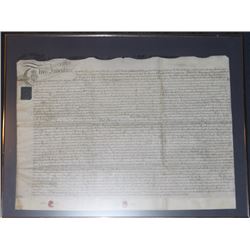 FRAMED ENGLISH LAND DEED 1787 SIGNED BY JOHN HICKS