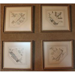SET OF 4 WATER COLORS ca1860 RUSSIAN-CHEMISTRY,