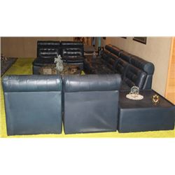 12 PIECE DESEDE BLUE LEATHER LIVING ROOM SUITE-
