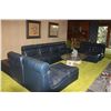 Image 2 : 12 PIECE DESEDE BLUE LEATHER LIVING ROOM SUITE-