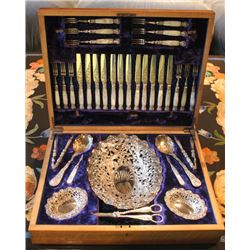VICTORIAN FRUIT & NUT SET.  ca 1898 SILVERPLATE
