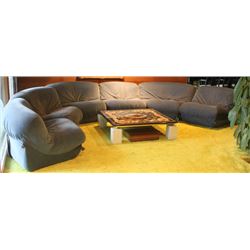 BLUE ITALIAN 6 PIECE CURVED SECTIONAL