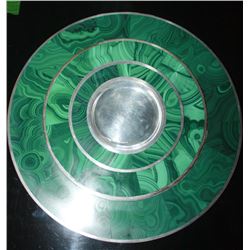 14 PLACE SETTING OF 3 PIECE MALACHITE DINNER PLATE