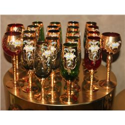 21 PIECES HANDBLOWN GOBLETS