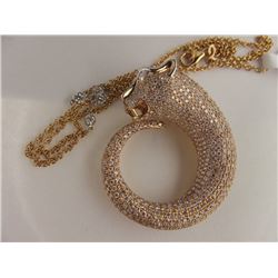 186-18751:18K rose gold diamond panther style pendant