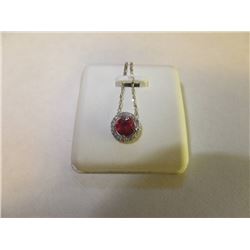 525-12008:10K white gold diamond and ruby pendant