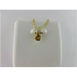 962-10636:10K white gold citrine pendant and chain