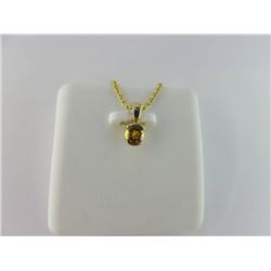 962-10656:10K yellow gold citrine pendant with chain