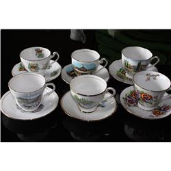 ENGLISH BONE CHINA CUPS AND SAUCERS X 6