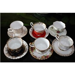 ENGLISH BONE CHINA CUPS AND SAUCERS X 6