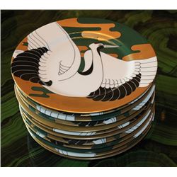 SET OF 12 FITZ & FLOYD BREAD PLATES "GOLDEN