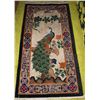 Image 1 : APRROXIMATELY 2' X 5 ' WOVEN SILK PEACOCK CARPET