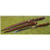 Image 1 : PAIR OF SWORDS- CARVED BALSAM HANDLE WITH CASE