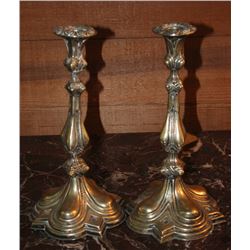 PAIR OF PEWTER? CANDLE STICKS