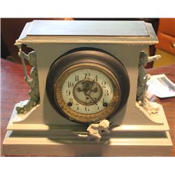 ANTIQUE PAINTED MANTLE CLOCK AS IS