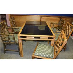 RATTAN TABLE WITH 5 CHAIRS