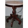 Image 2 : MAHOGANY PEDESTAL END TABLE WITH MARBLE TOP