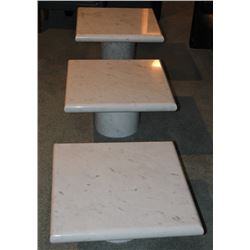 3 PIECE SET OF MARBLE GRADUATED END TABLES