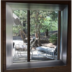 SILVER COLORED METAL FRAMED MIRROR