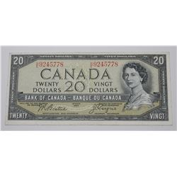 1954 CANADA $20 DOLLAR BILL -NEAR MINT CONDITION