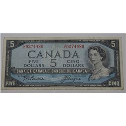 1954 CANADA $5 DOLLAR BILL
