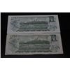 Image 2 : 1973 CANADA $1 DOLLAR BILL X 2