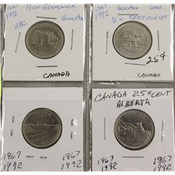 SHEET OFCANADA 125 YEAR ANNIVERSARY 25 CENT COINS