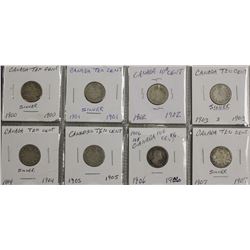 COLLECTION OF CANADA DIMES FROM VARIOUS YEARS