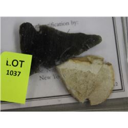 NEW YORK MINT PAIR OF INDIAN ARROW HEADS WITH COA