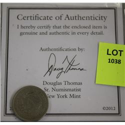 1912 US  V CENTS WIYH COA FROM NEW YORK MINT