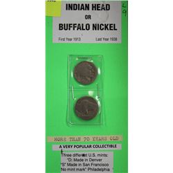 2  INDIAN HEAD OR BUFFALO NICKELS- 1938 ?