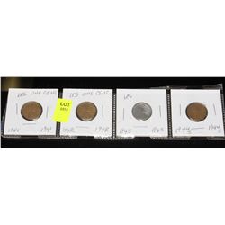 SET OF 4 US PENNIES 1941,42,43,44