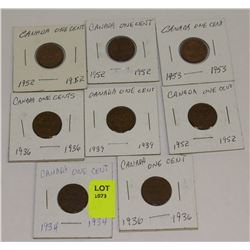 SET OF 8 CANADA PENNIES-1934,36,36,39,52,52,52,53