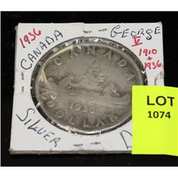 CANADA KING GEORGE V 1936 SILVER DOLLAR