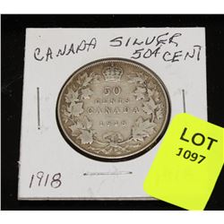 CANADA SILVER HALF DOLLAR-   1918