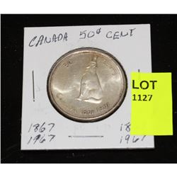 CANADA SILVER HALF DOLLAR-1867-1967 CENTENNIAL