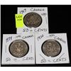 Image 1 : 3 CANADA UNCIRCULATED HALF DOLLARS-1969,