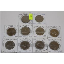 10 CANADA DOLLARS-1968,69,76,81X2,82,83,84,85&86