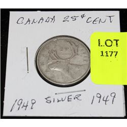 CANADA SILVER QUARTER-1949